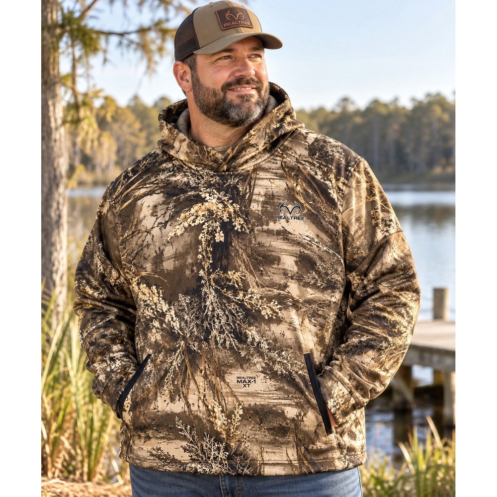Realtree MAX-1 XT Hoodie Mens 3XL 54-56 Camo Hunting Neck Gaiter Pullover